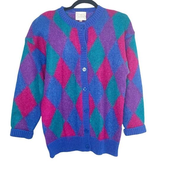 Vintage Susan Bristol Women’s Diamond Plaid Fuzzy...